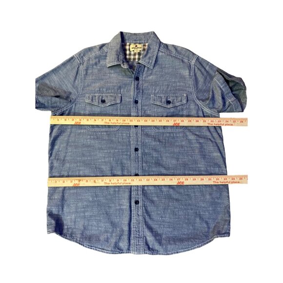Woolrich Shirt Mens L Used Blue Button Short Sleeve - Picture 9 of 11